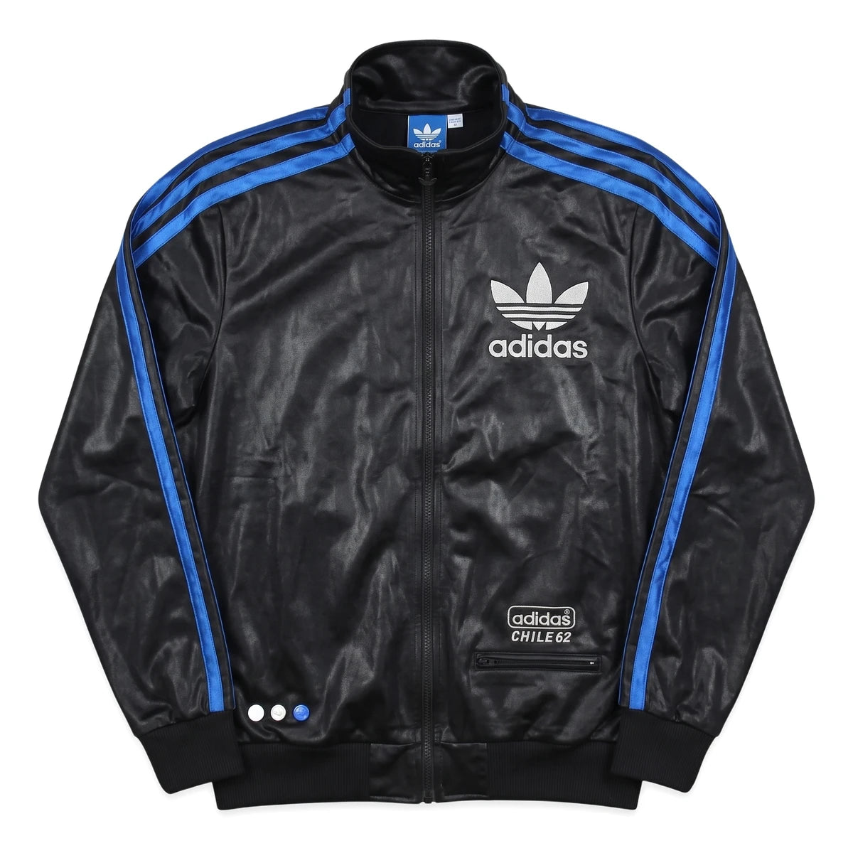 Adidas Trackjacket Chile 62 Schwarz Blau Herren Polyester – Vorderansicht