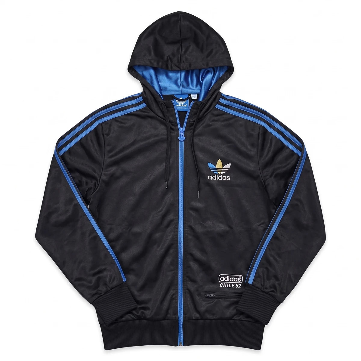 Adidas Trackjacket Chile 62 Schwarz Blau Herren Polyester – Vorderansicht