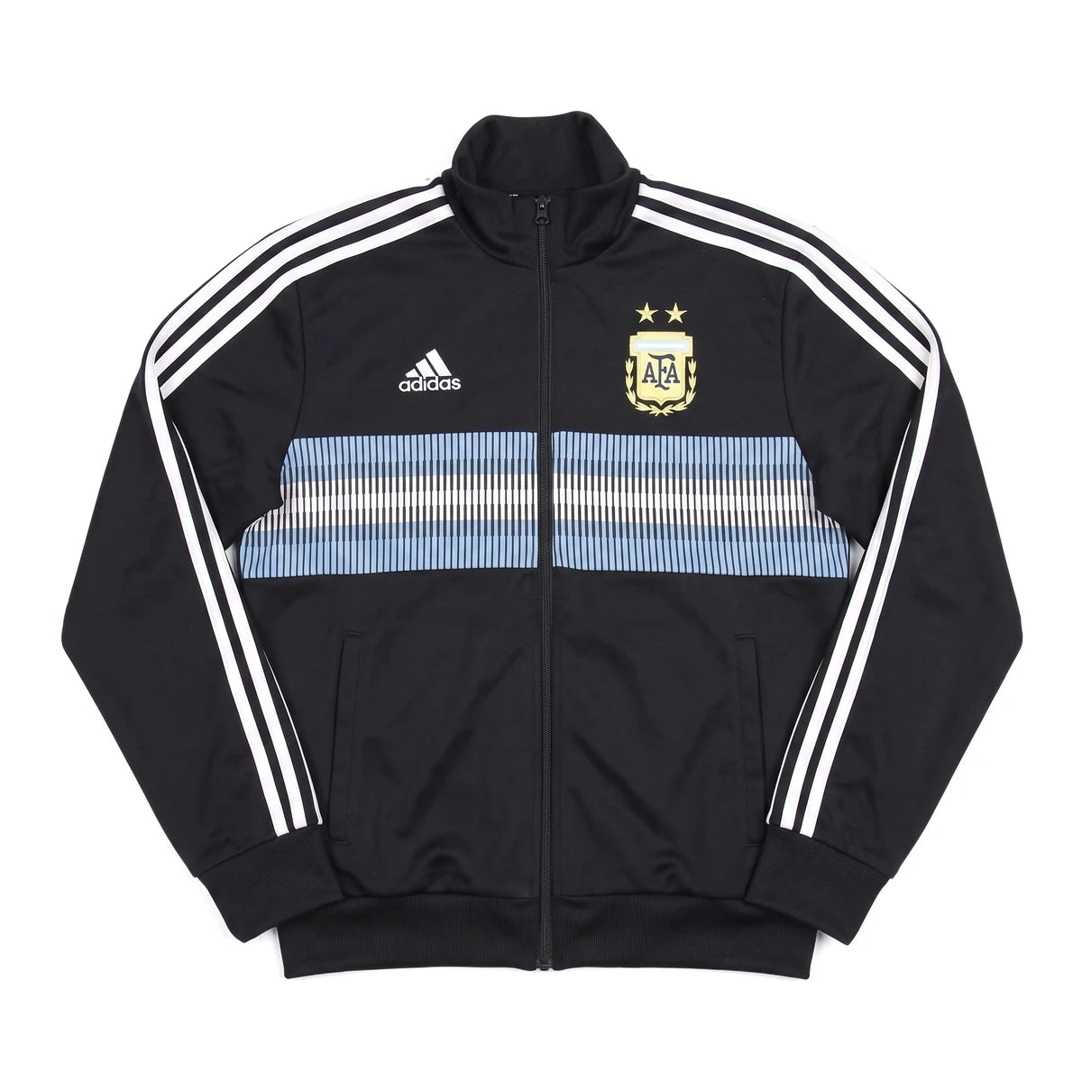 Adidas Trackjacket Fußballverein Schwarz Blau Herren Polyester – Vorderansicht