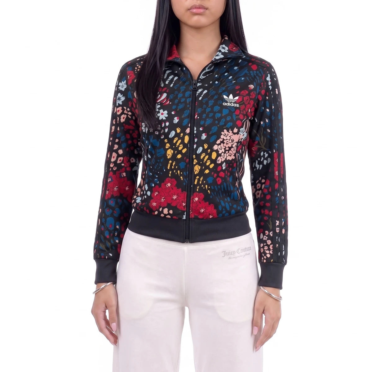 Adidas Trackjacket Firebird Schwarz Bunt Damen Polyester – Tragefoto_1