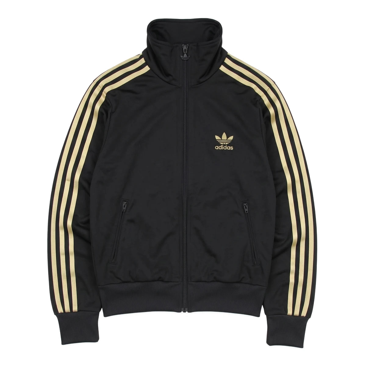 Adidas Trackjacket Firebird Schwarz Gold Damen Polyester – Vorderansicht
