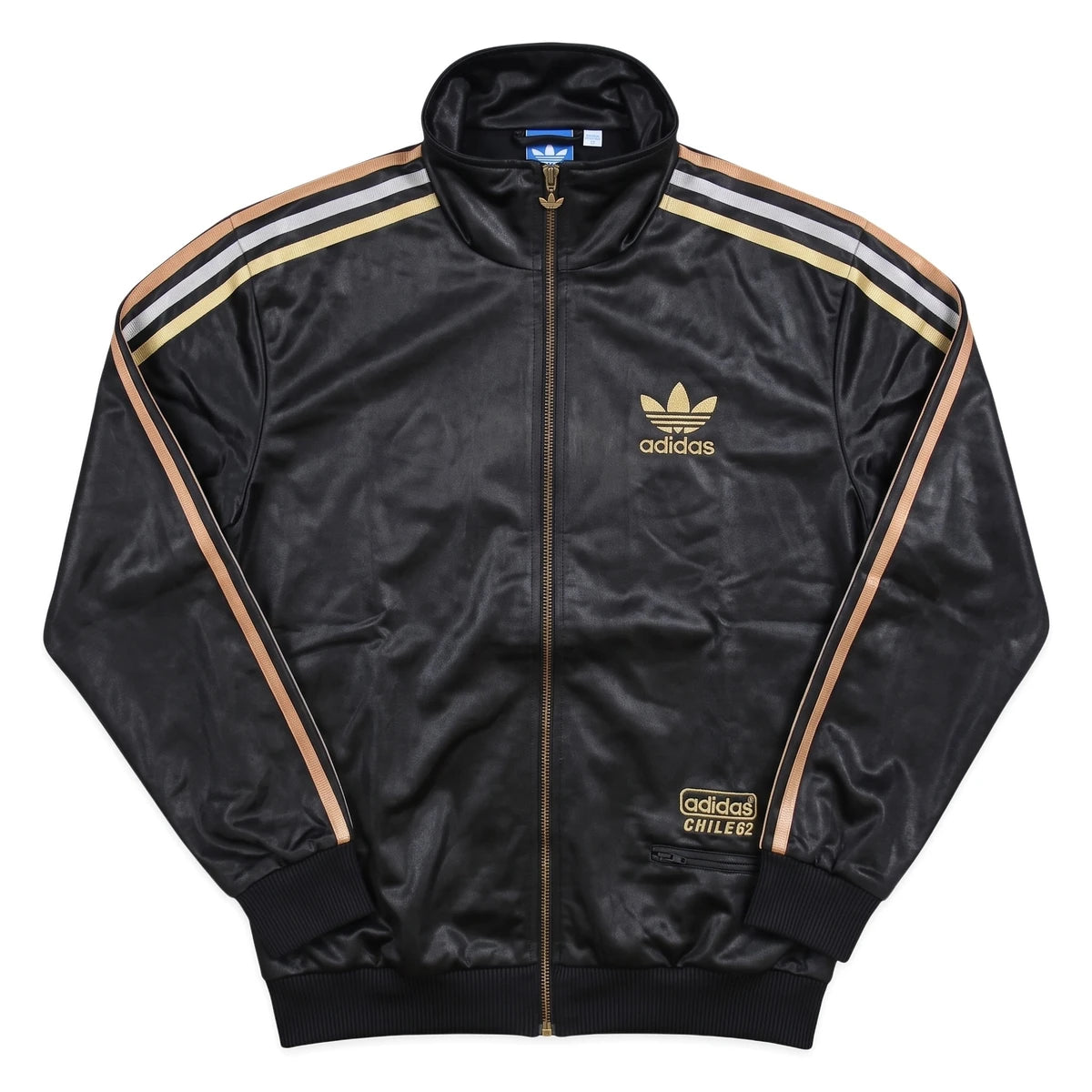 Adidas Trackjacket Chile 62 Schwarz Gold Herren Polyester – Vorderansicht