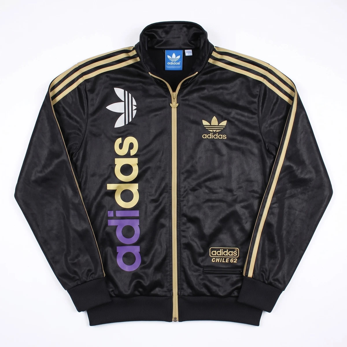 Adidas Trackjacket Chile 62 Schwarz Gold Herren Polyester – Vorderansicht