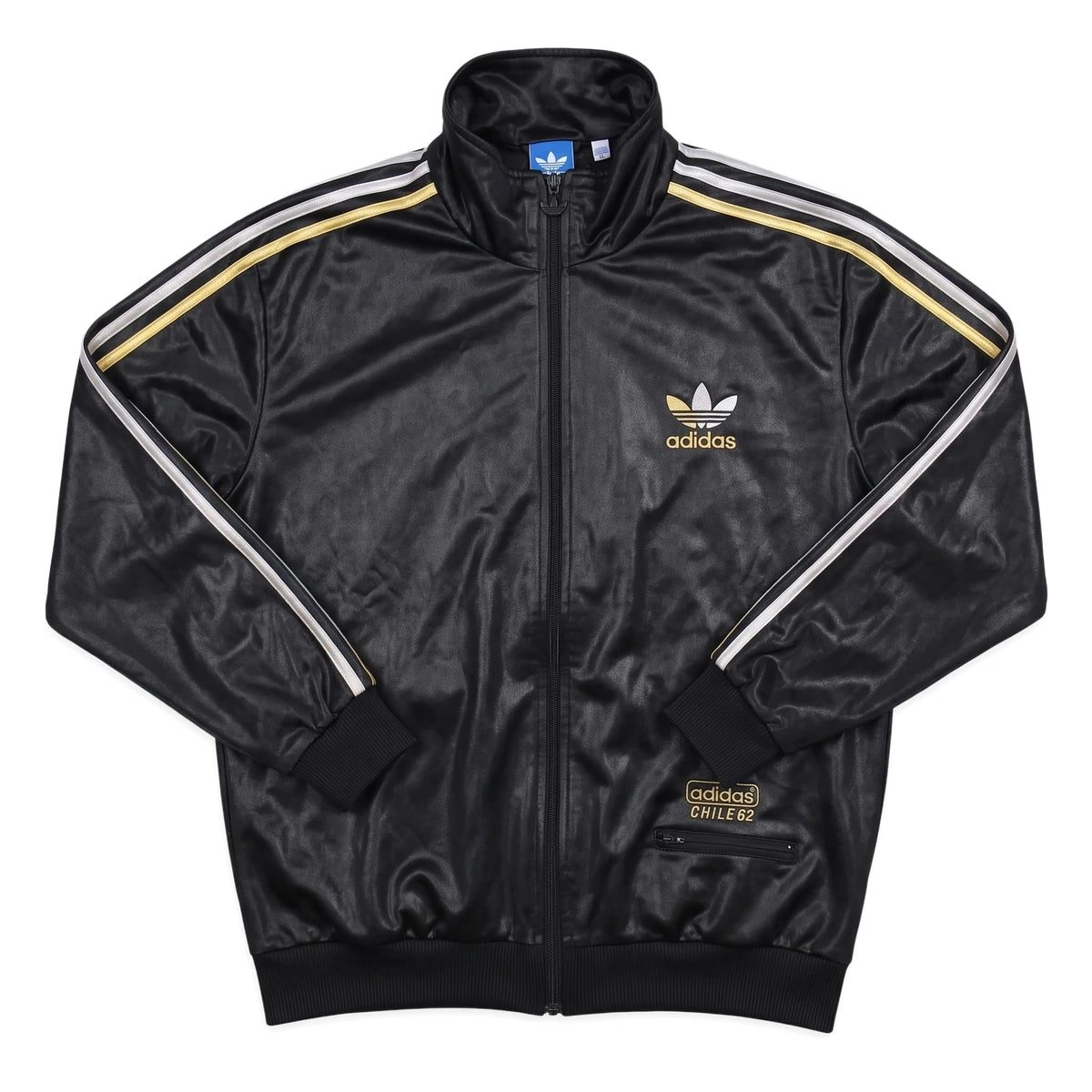 Adidas Trackjacket Chile 62 Schwarz Gold Herren Polyester – Vorderansicht