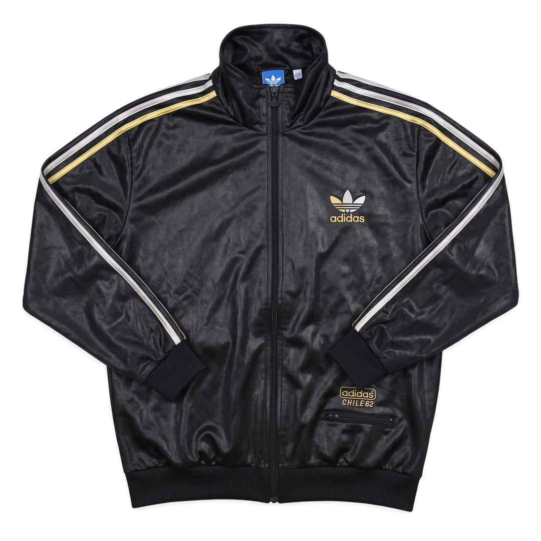 Adidas Trackjacket Chile 62 Schwarz Gold Herren Polyester – Vorderansicht