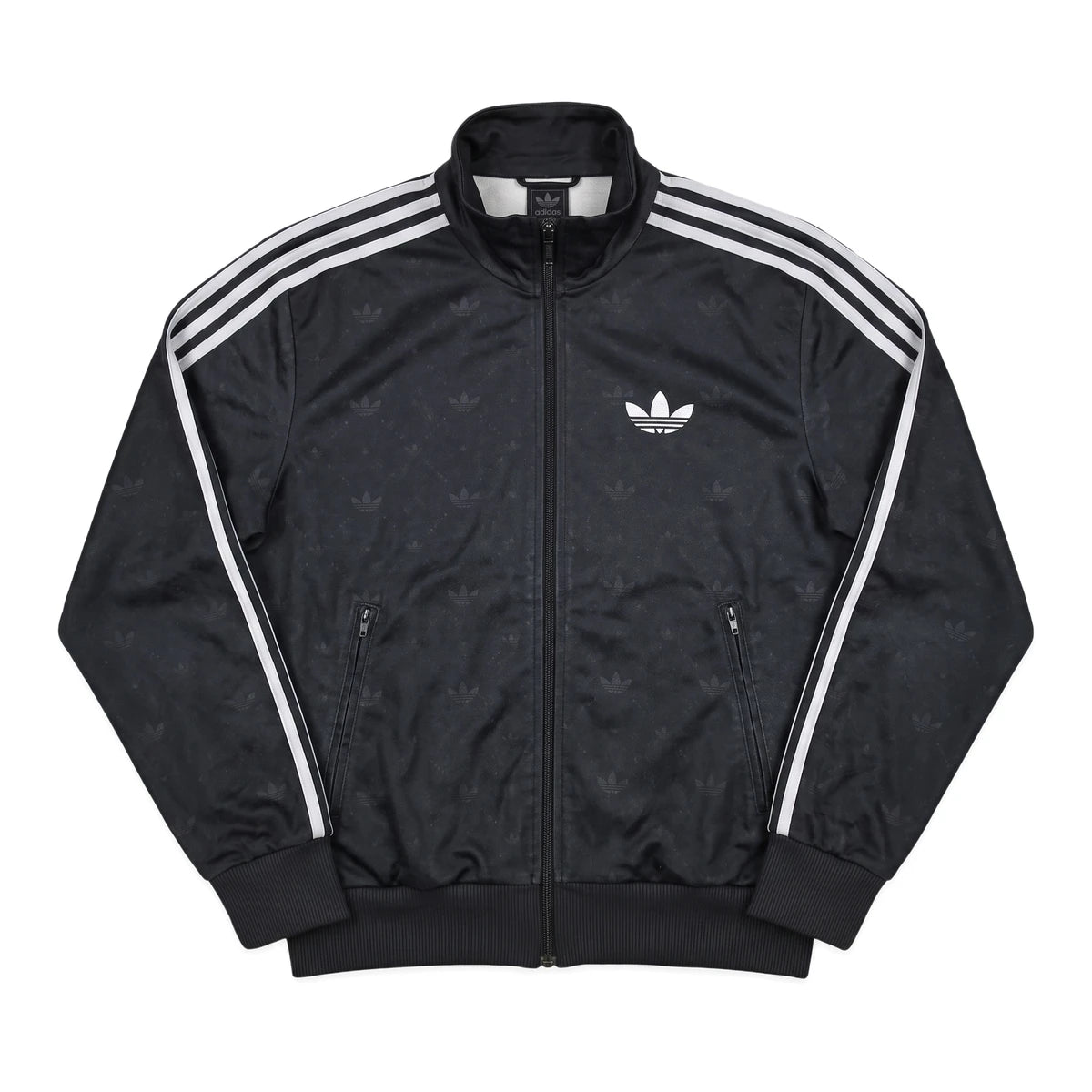 Adidas Trackjacket Firebird Schwarz Grau Herren Polyester – Vorderansicht