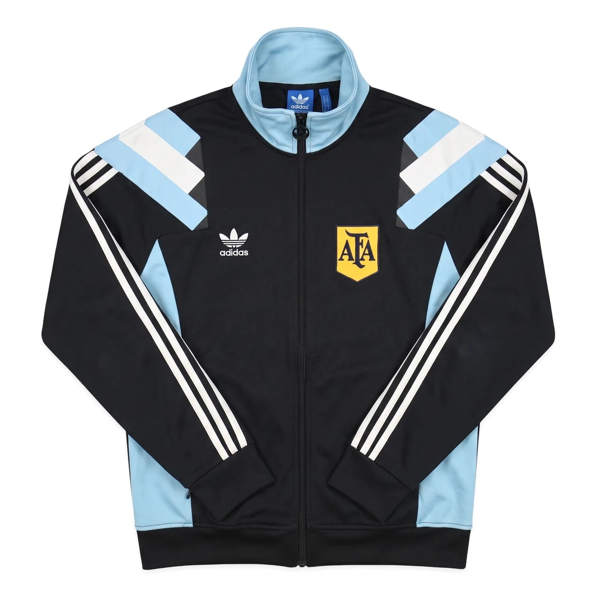 Adidas Trackjacket Fußballverein Schwarz Hellblau Herren Mischgewebe – Vorderansicht