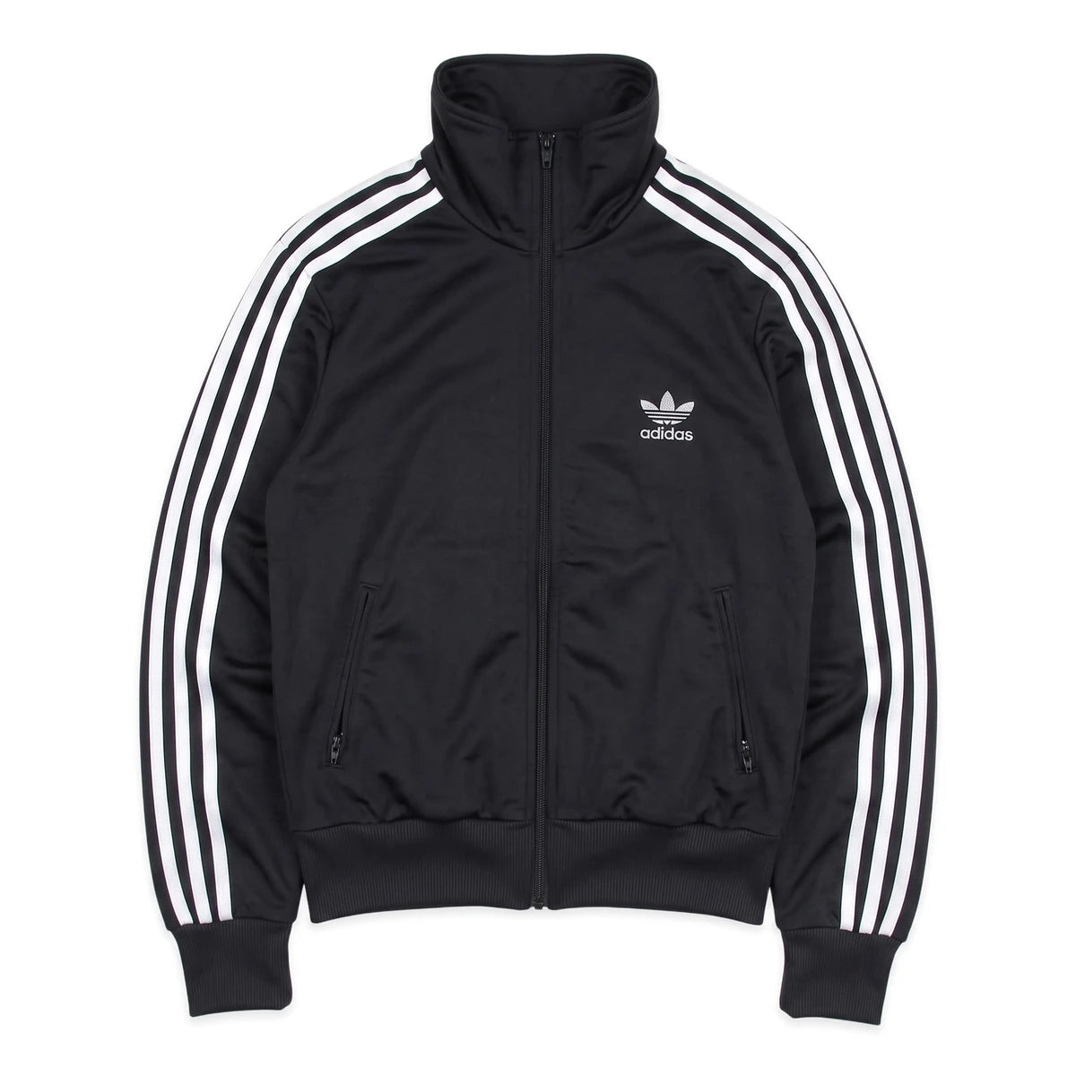 Adidas Trackjacket Firebird Schwarz Silber Damen Polyester – Vorderansicht