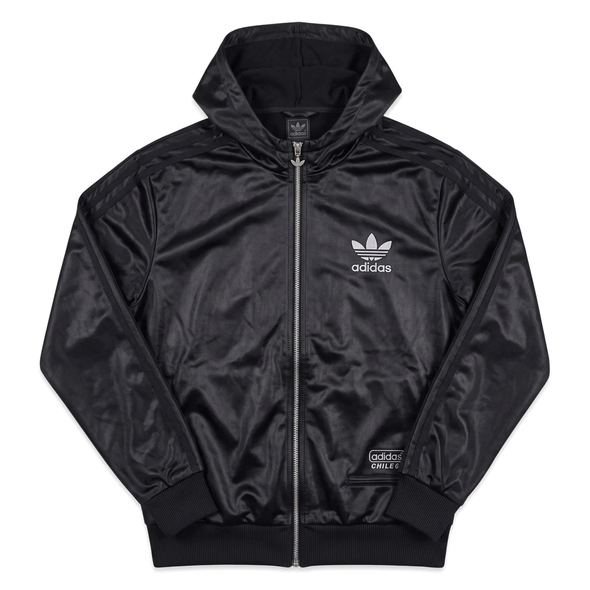 Adidas Trackjacket Chile 62 Schwarz Silber Herren Polyester – Vorderansicht