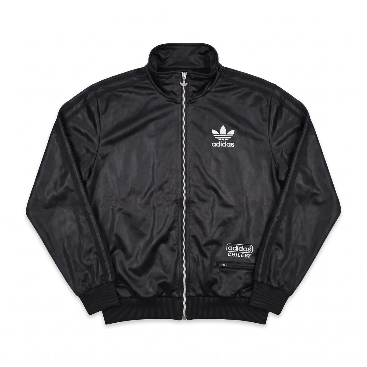 Adidas Trackjacket Chile 62 Schwarz Silber Herren Polyester – Vorderansicht