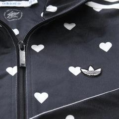 Adidas Trackjacket Firebird Schwarz Weiß Damen Polyester – Nahaufnahme-1