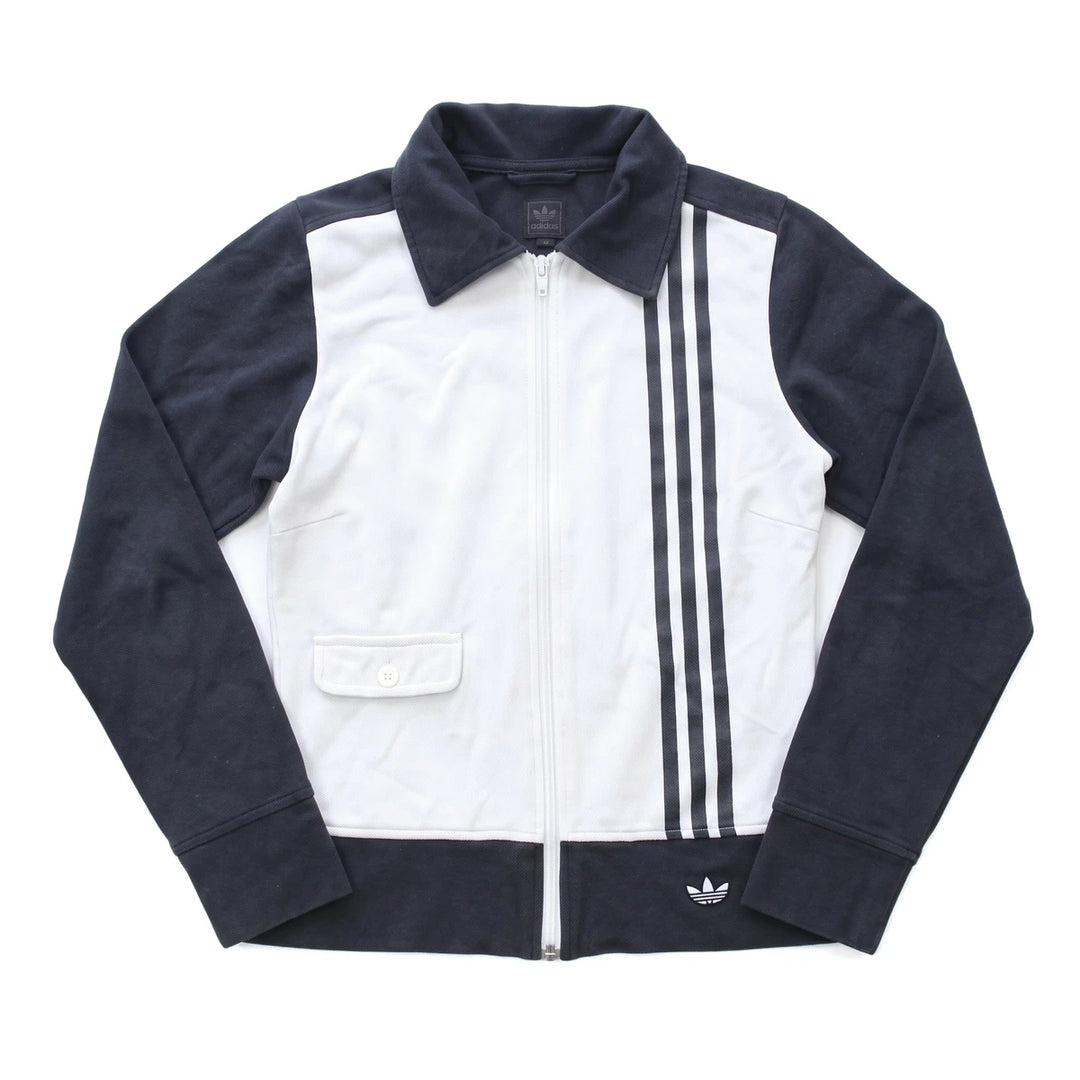 Adidas Trackjacket Firebird Schwarz Weiß Damen Baumwolle – Vorderansicht