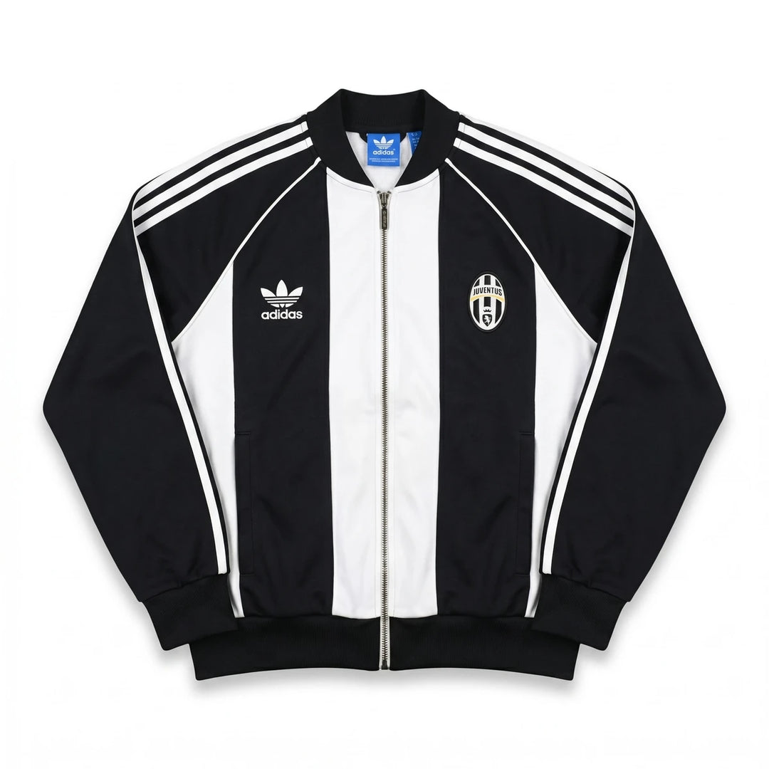 Adidas Trackjacket Fußballverein Schwarz Weiß Herren Mischgewebe – Vorderansicht