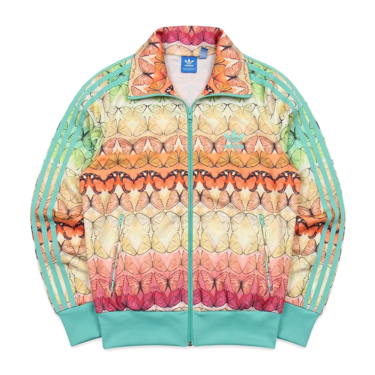 Adidas Trackjacket Firebird Türkis Bunt Damen Polyester – Vorderansicht