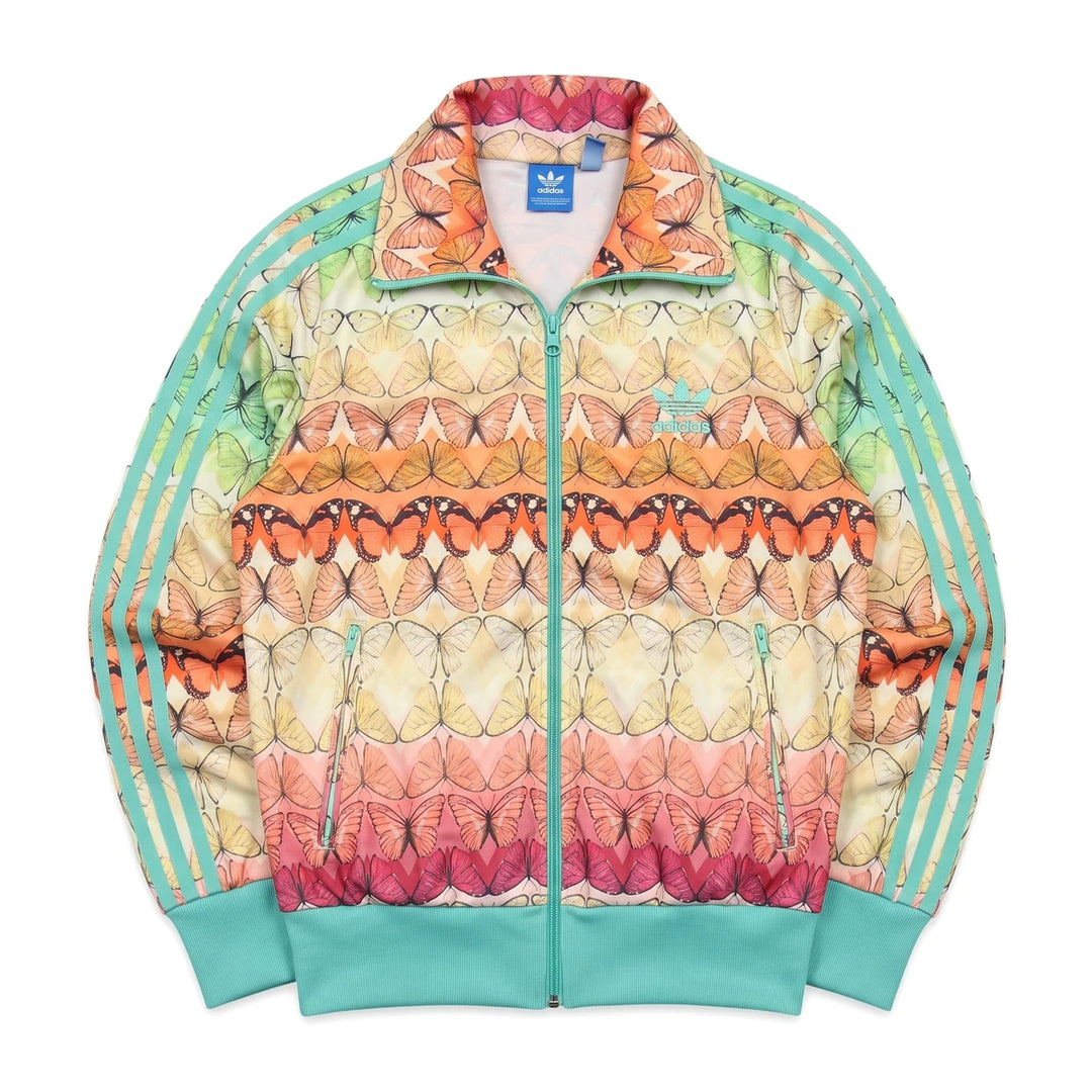 Adidas Trackjacket Firebird Türkis Bunt Damen Polyester – Vorderansicht
