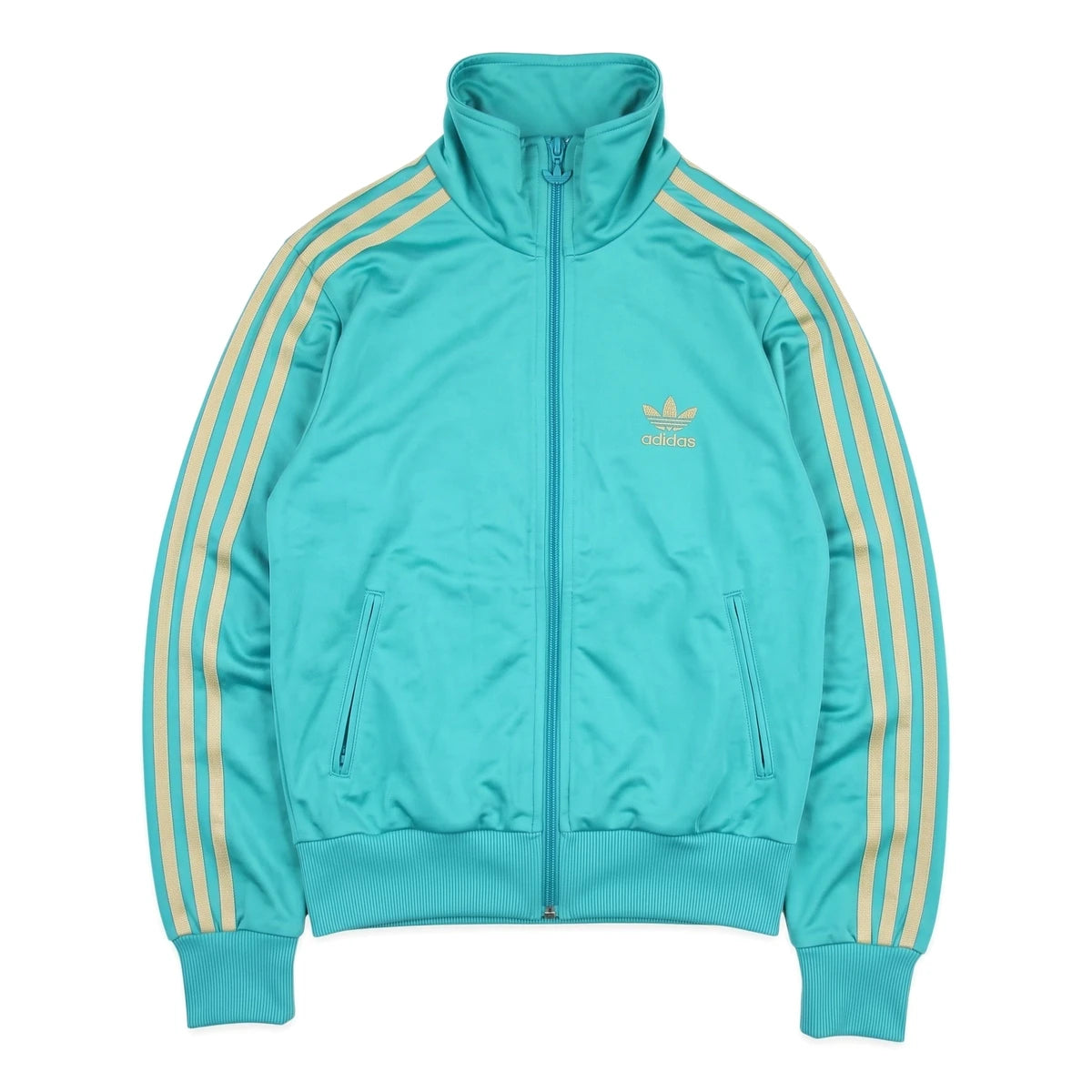 Adidas Trackjacket Firebird Türkis Gold Damen Polyester – Vorderansicht