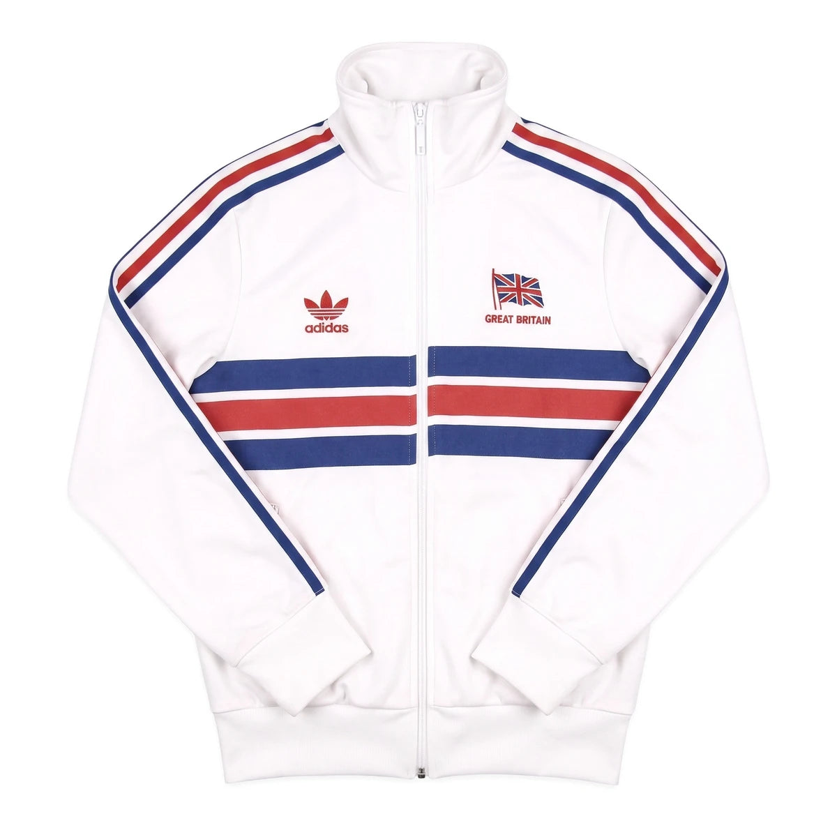 Adidas Trackjacket Firebird Weiß Blau Damen Mischgewebe – Vorderansicht