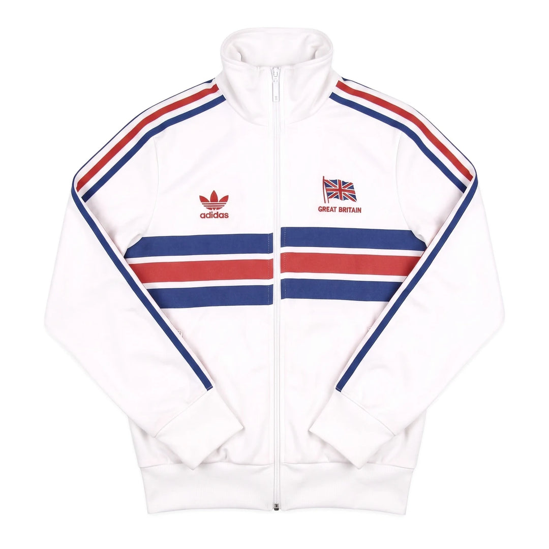 Adidas Trackjacket Firebird Weiß Blau Damen Mischgewebe – Vorderansicht