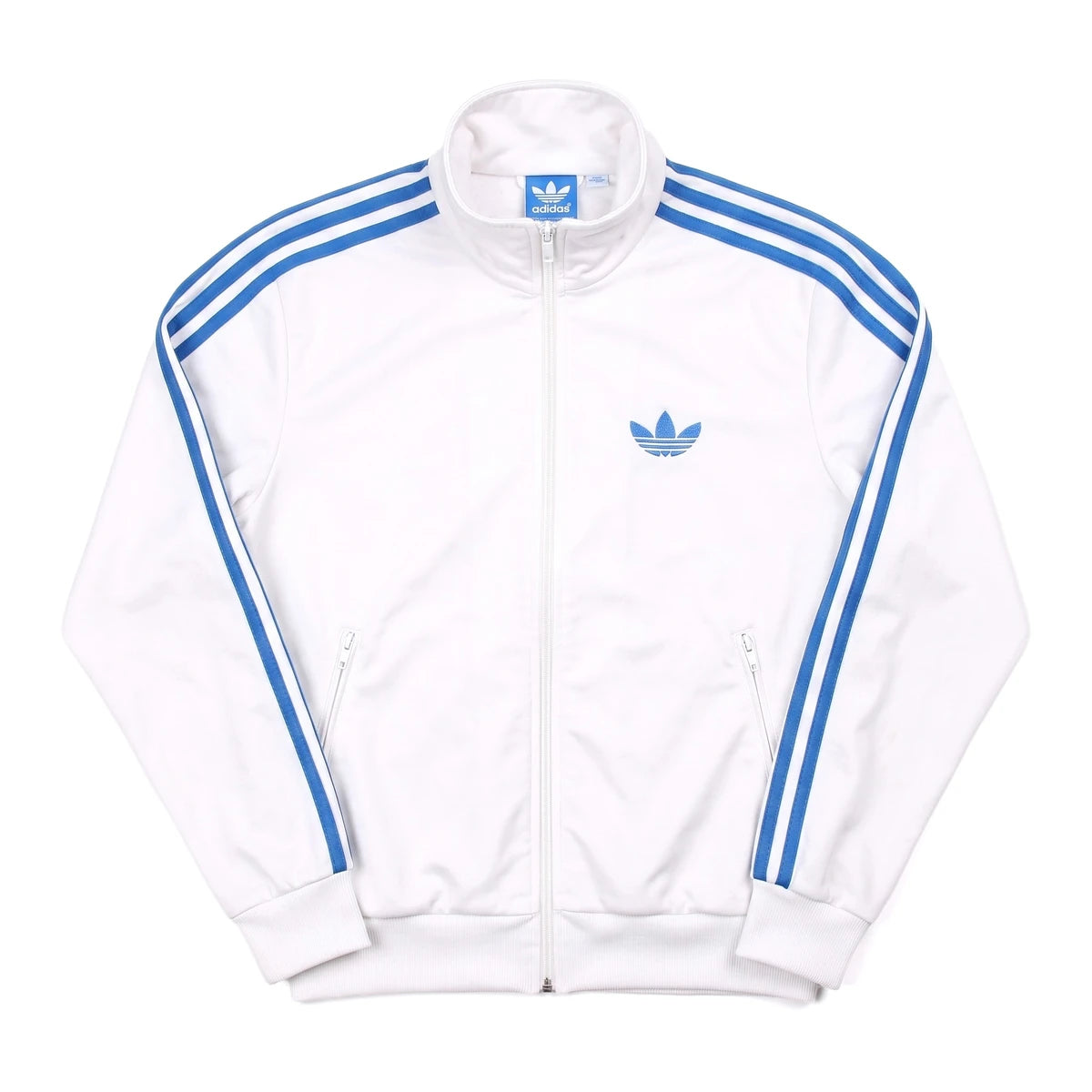 Adidas Trackjacket Firebird Weiß Blau Herren Polyester – Vorderansicht