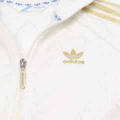Adidas Trackjacket Firebird Weiß Gold Damen Polyester – Nahaufnahme-1