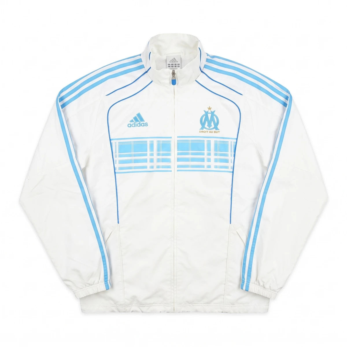 Adidas Trackjacket Fußballverein Weiß Hellblau Herren Polyester – Vorderansicht