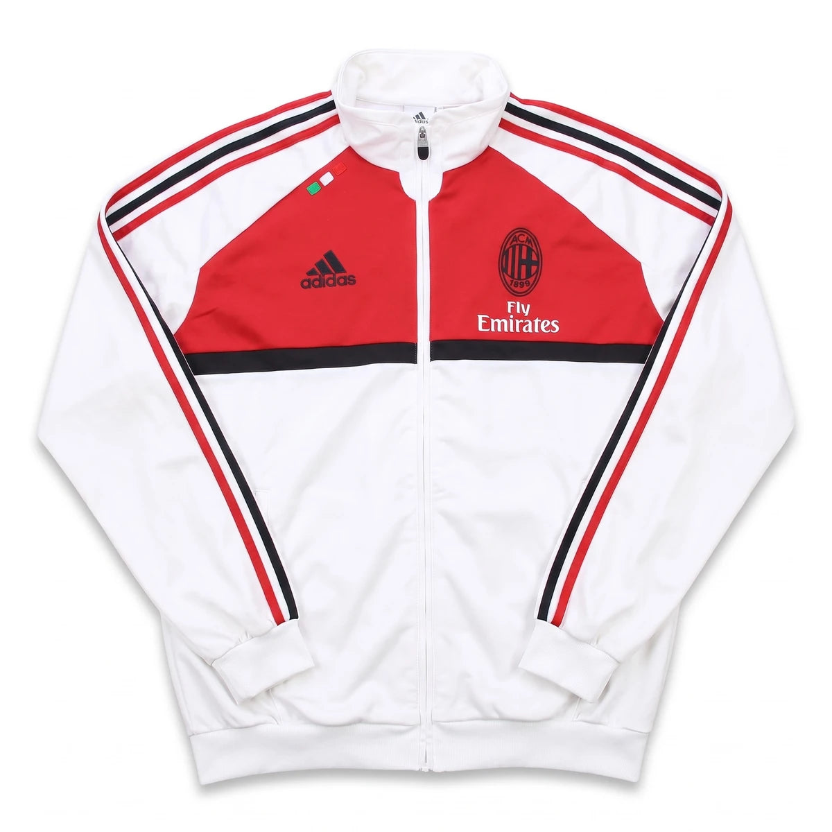 Adidas Trackjacket Fußballverein Weiß Rot Herren Polyester – Vorderansicht