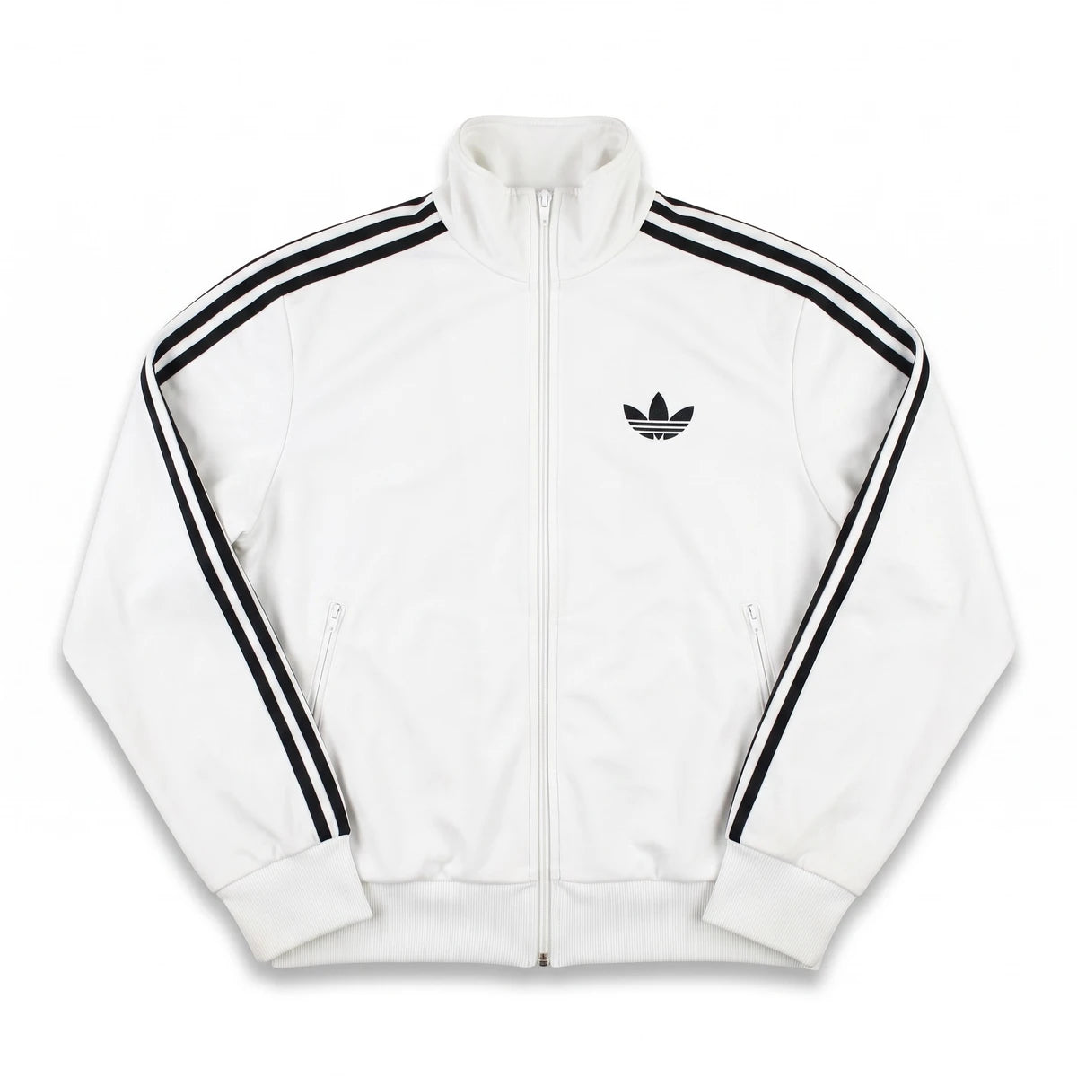 Adidas Trackjacket Firebird Weiß Schwarz Herren Polyester – Vorderansicht