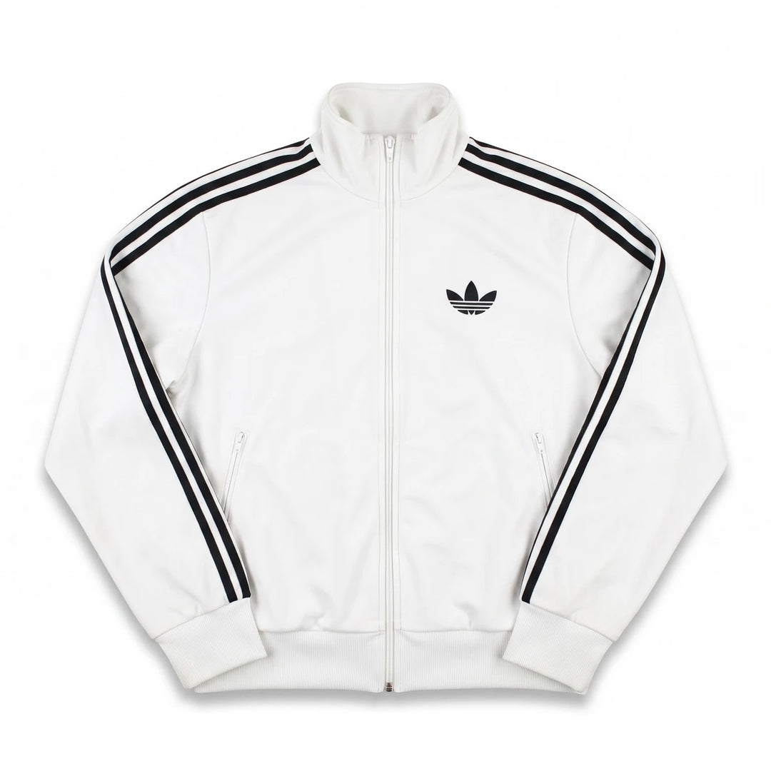 Adidas Trackjacket Firebird Weiß Schwarz Herren Polyester – Vorderansicht