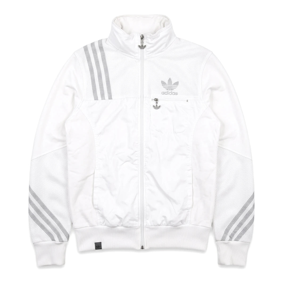 Adidas Trackjacket Firebird Weiß Silber Damen Polyester – Vorderansicht
