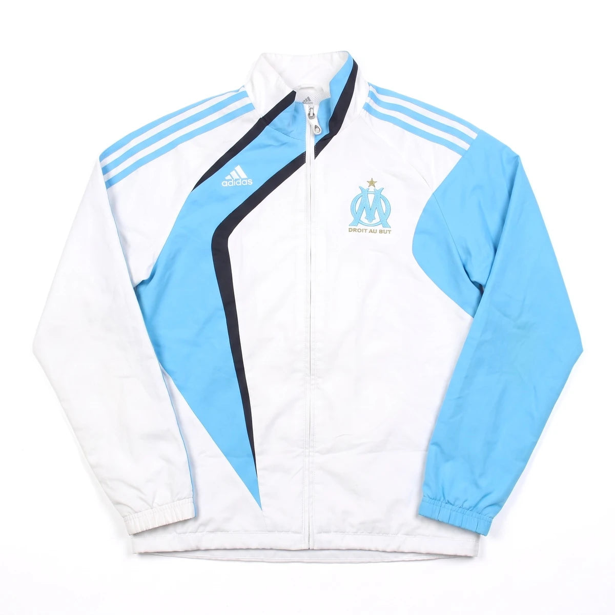 Adidas Trackjacket Fußballverein Weiß Türkis Herren Polyester – Vorderansicht