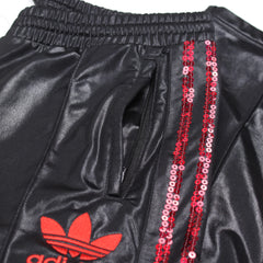 Adidas Trackpants Chile 62 Schwarz Rot Damen Polyester – Nahaufnahme-2