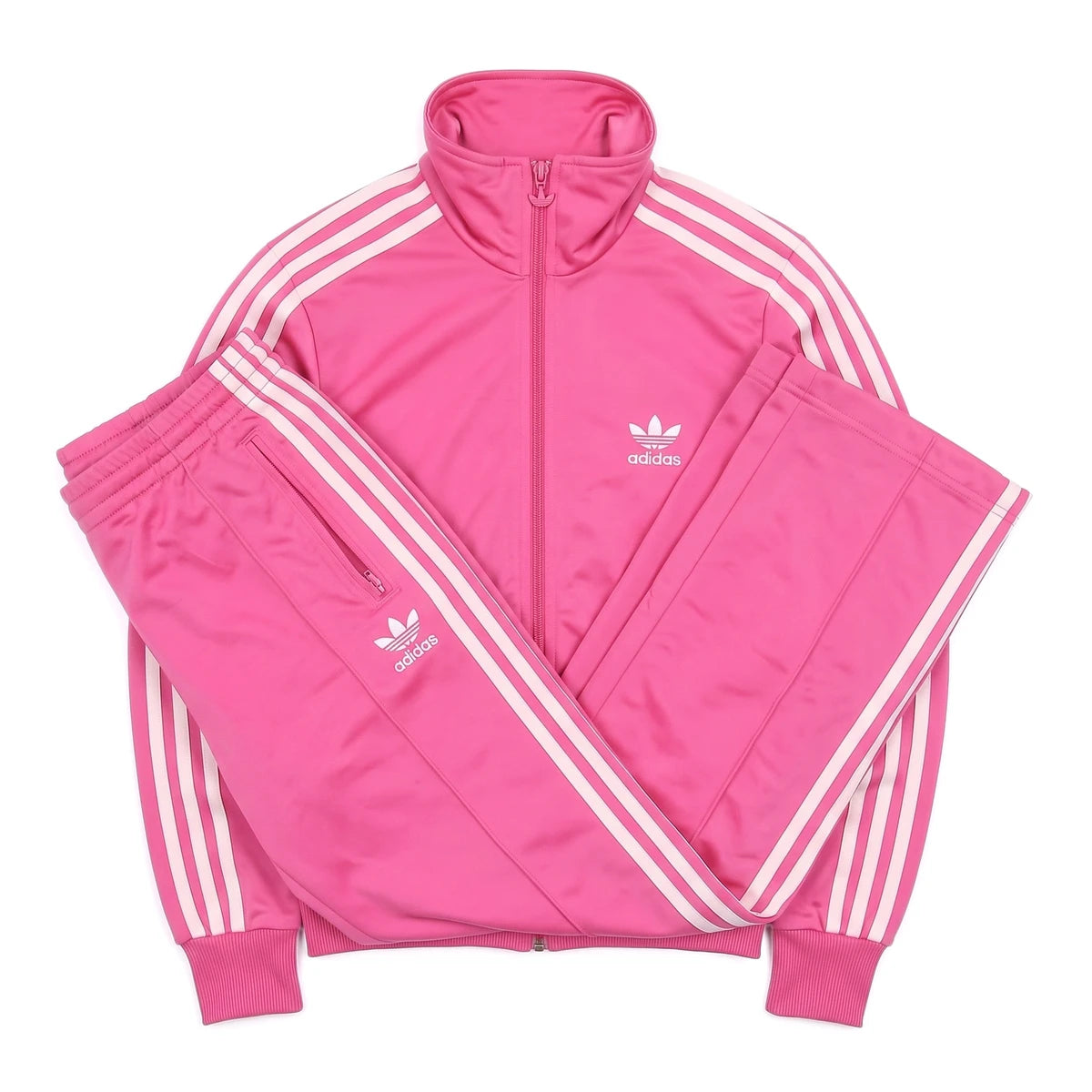 Adidas Tracksuit Firebird Pink Weiß Damen Polyester – Gesamtansicht