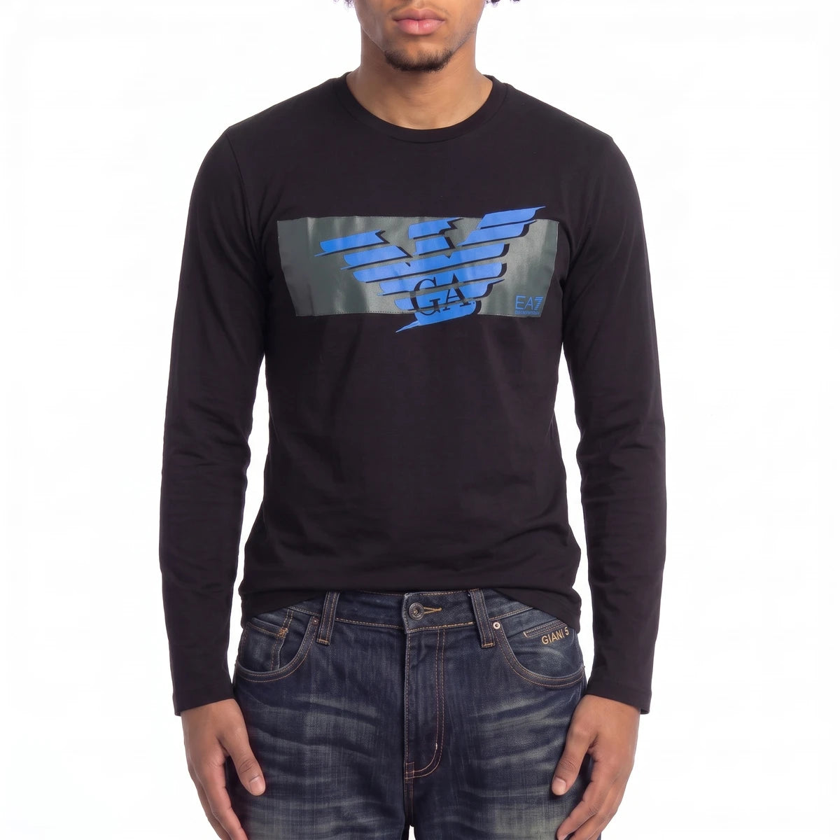 Armani T-Shirt Chief Keef Schwarz Blau Herren Baumwolle – Tragefoto_1