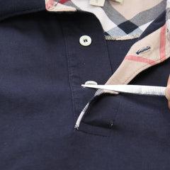 Burberry Polo Designer Marineblau Herren Baumwolle – Nahaufnahme-3