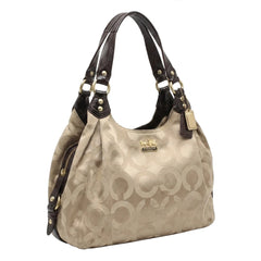 Coach Handtasche Y2K Beige Braun Damen Baumwolle PVC – Vorderansicht
