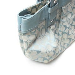Coach Handtasche Y2K Türkis Damen Baumwolle PVC – Nahaufnahme-3