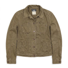 D&G Jacke Designer Khaki Damen Baumwolle – Vorderansicht