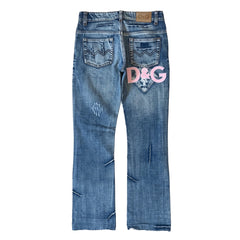 D&G Jeans Flared Blau Pink Damen Baumwolle – Rückseite
