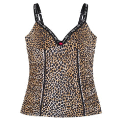 D&G Tanktop Designer Beige Braun Damen Nylon Polyester – Vorderansicht