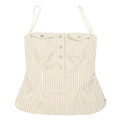 D&G Tanktop Designer Beige Weiß Damen Baumwolle – Vorderansicht