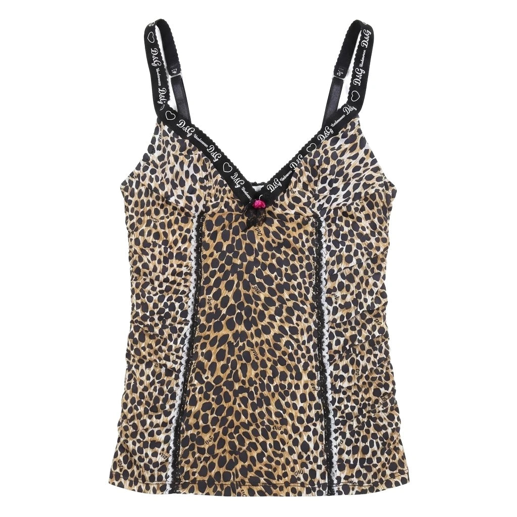 D&G Tanktop Designer Braun Schwarz Damen Nylon Polyester – Vorderansicht