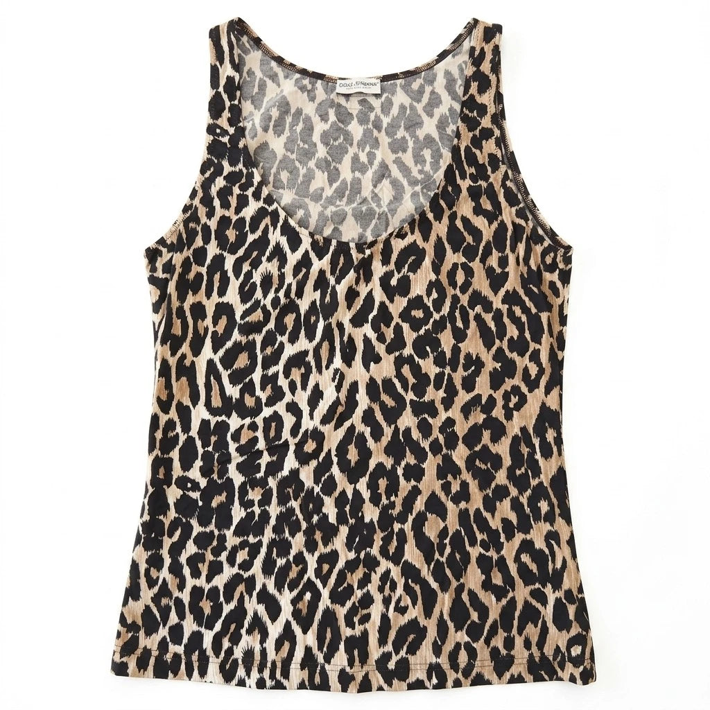 D&G Tanktop Designer Braun Schwarz Damen Polyamid, Elastan – Vorderansicht