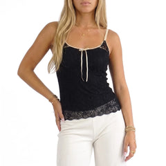 D&G Tanktop Designer Schwarz Creme Damen Nylon – Tragefoto_1