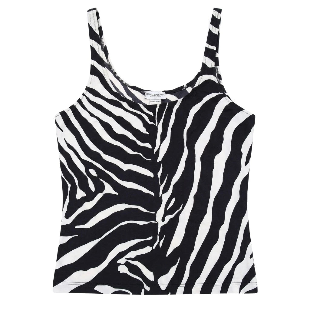 D&G Tanktop Designer Schwarz Weiß Damen – Vorderansicht