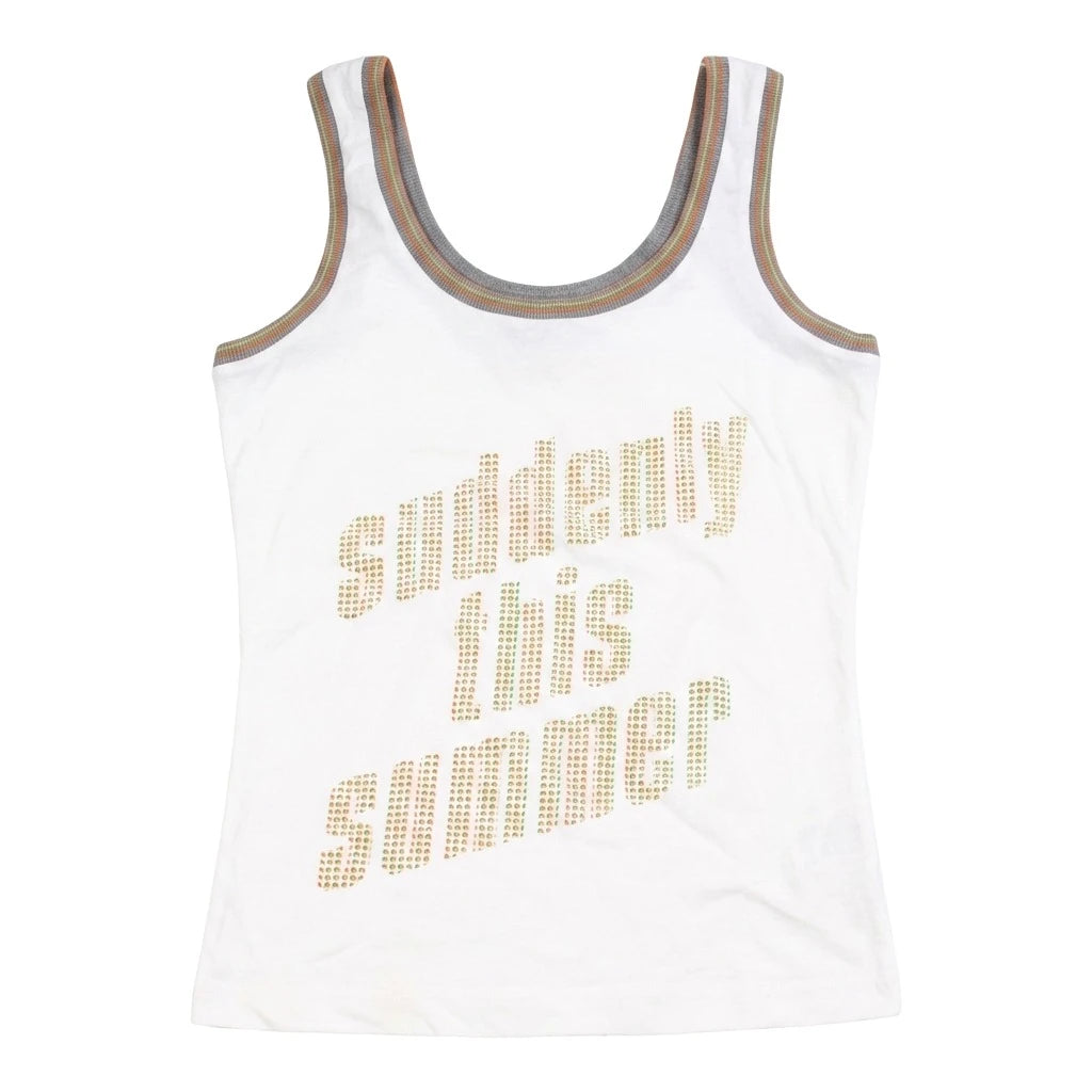 D&G Tanktop Designer Weiß Orange Damen Baumwolle – Vorderansicht