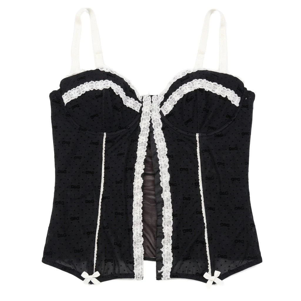 D&G Unterwäsche Designer Schwarz Weiß Damen Nylon Elastan – Vorderansicht