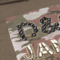 D&G Sweater Designer Khaki Damen Baumwolle – Nahaufnahme-2