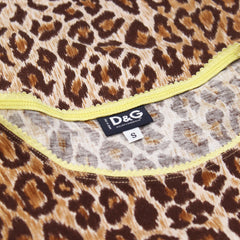 D&G T-Shirt Designer Braun Gelb Damen Baumwolle – Nahaufnahme-1