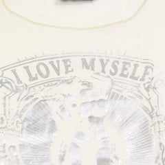 D&G T-Shirt Designer Creme Silber Damen Baumwolle – Nahaufnahme-2
