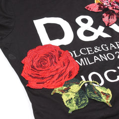 D&G T-Shirt Designer Schwarz Bunt Damen Baumwolle – Nahaufnahme-1